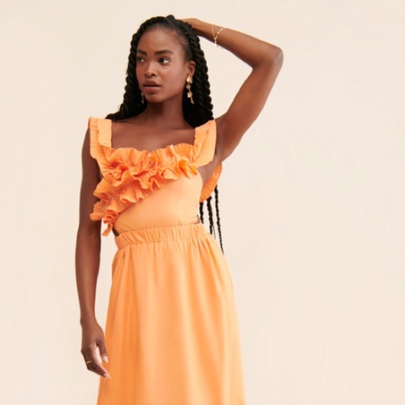 Sovere Rapture Maxi Dress Off the Shoulder Ruffle Orange - Picture 16 of 16